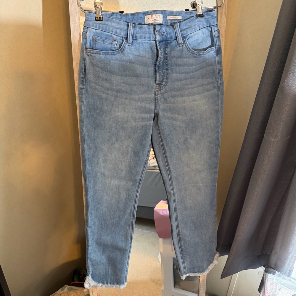 Light Blue Skinny Jeans with Raw Hem - Jen7